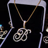 A-Z Cursive Initial Pendant Necklace for Women, Rope Chain Personalized Letter Name Jewelry Gift