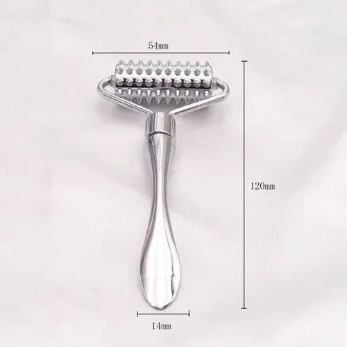 Zinc Alloy Microneedle Derma Roller – Manual Facial & Body Microneedling Tool for Wrinkle Removal & Skin Rejuvenation