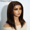 14-Inch (35 cm) Kinky Straight Bob Lace Front Wig - Side Part, Pre-Plucked Natural Hairline, Glueless Remy Human Hair, Natural Black
