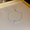 Adjustable 18K Gold-Plated Bracelet with Square Zircon and Rhinestones, Heart Chain for Women