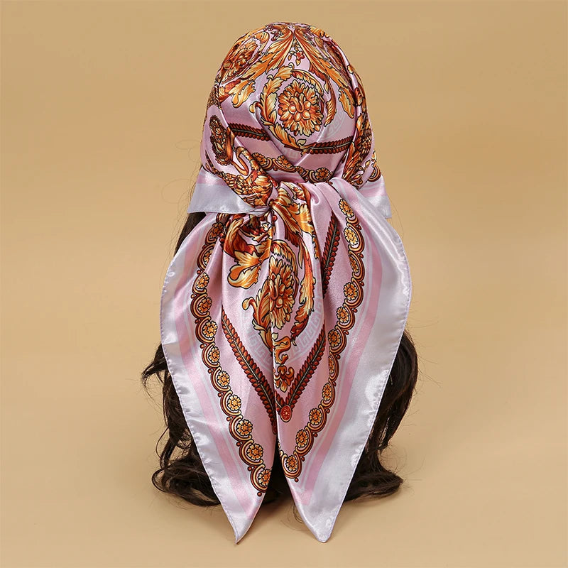 Satin-Feel Square Scarf 90 x 90 cm (35.4 x 35.4 in) – Satin-Look Polyester Hijab, Neckerchief, Shawl & Headscarf for Women