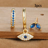 3-Pack 18K Gold Plated Stainless Steel Evil Eye Hoop Earrings with Blue Cubic Zirconia – 20mm (0.79 in) Cartilage Piercing Set for Women