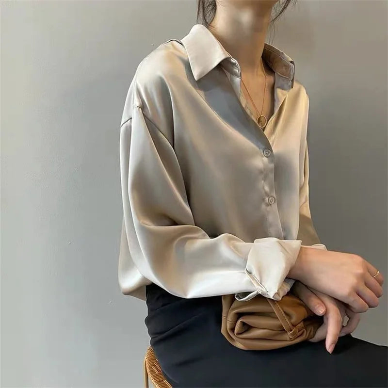 Women's Casual Long Sleeve Blouse Turn-Down Collar Spring/Summer Top