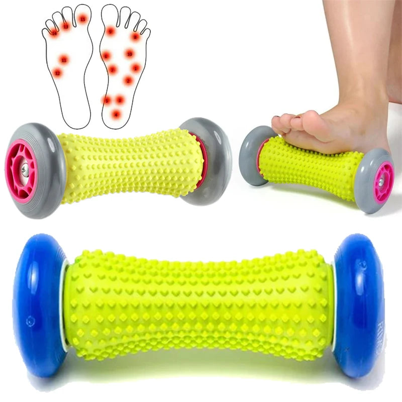 Portable Fascia Foot & Full-Body Massage Roller Stick for Feet, Legs and Neck — Handheld Muscle Massager (Blue, Pink)