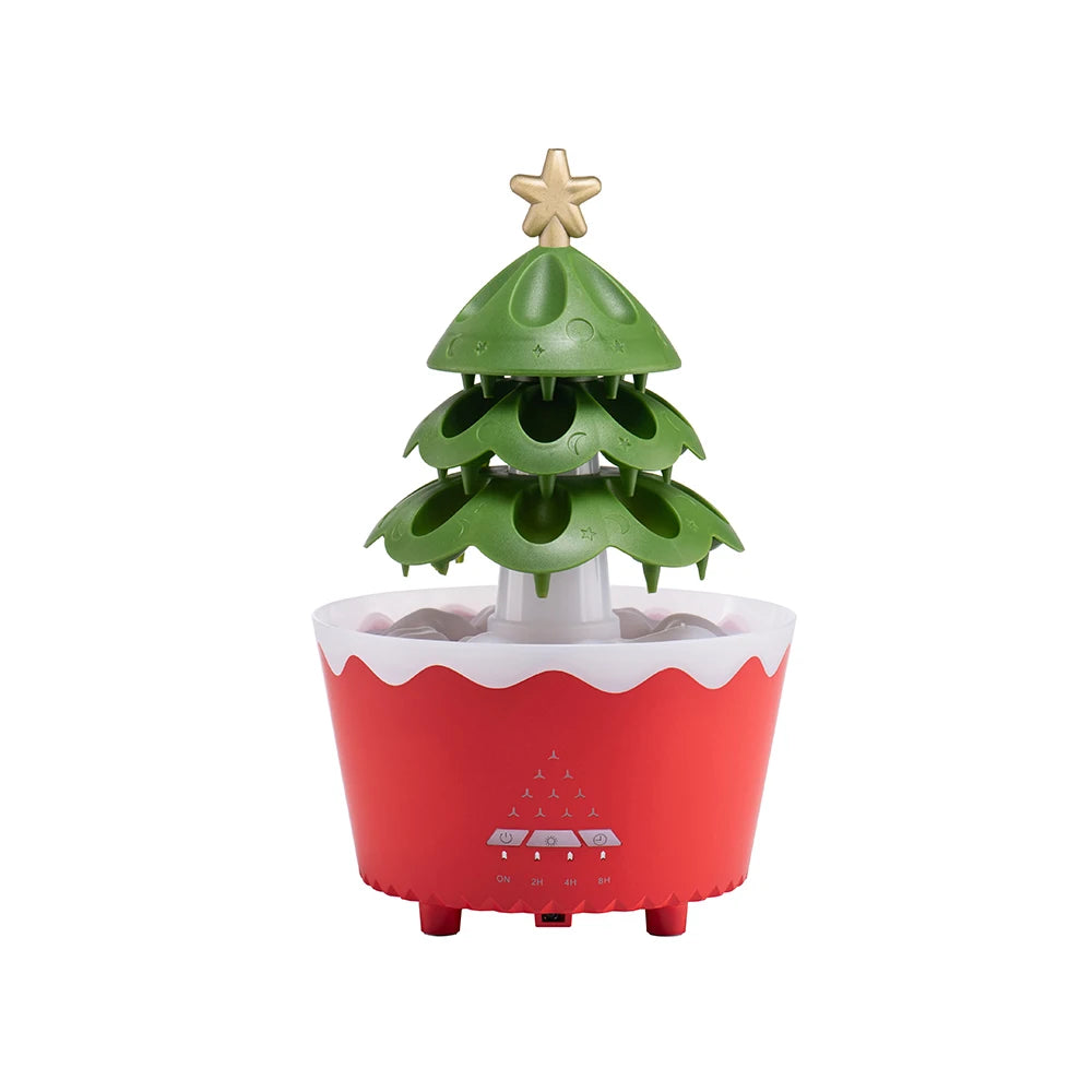 Remote-Controlled Aroma Diffuser Humidifier with RGB Night Light – UFO, Raindrop & Christmas Tree Designs for Home & Office