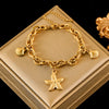 316L Stainless Steel Gold Starfish, Moon & Star Charm Bracelet for Women - Trendy Wrist Chain Gift