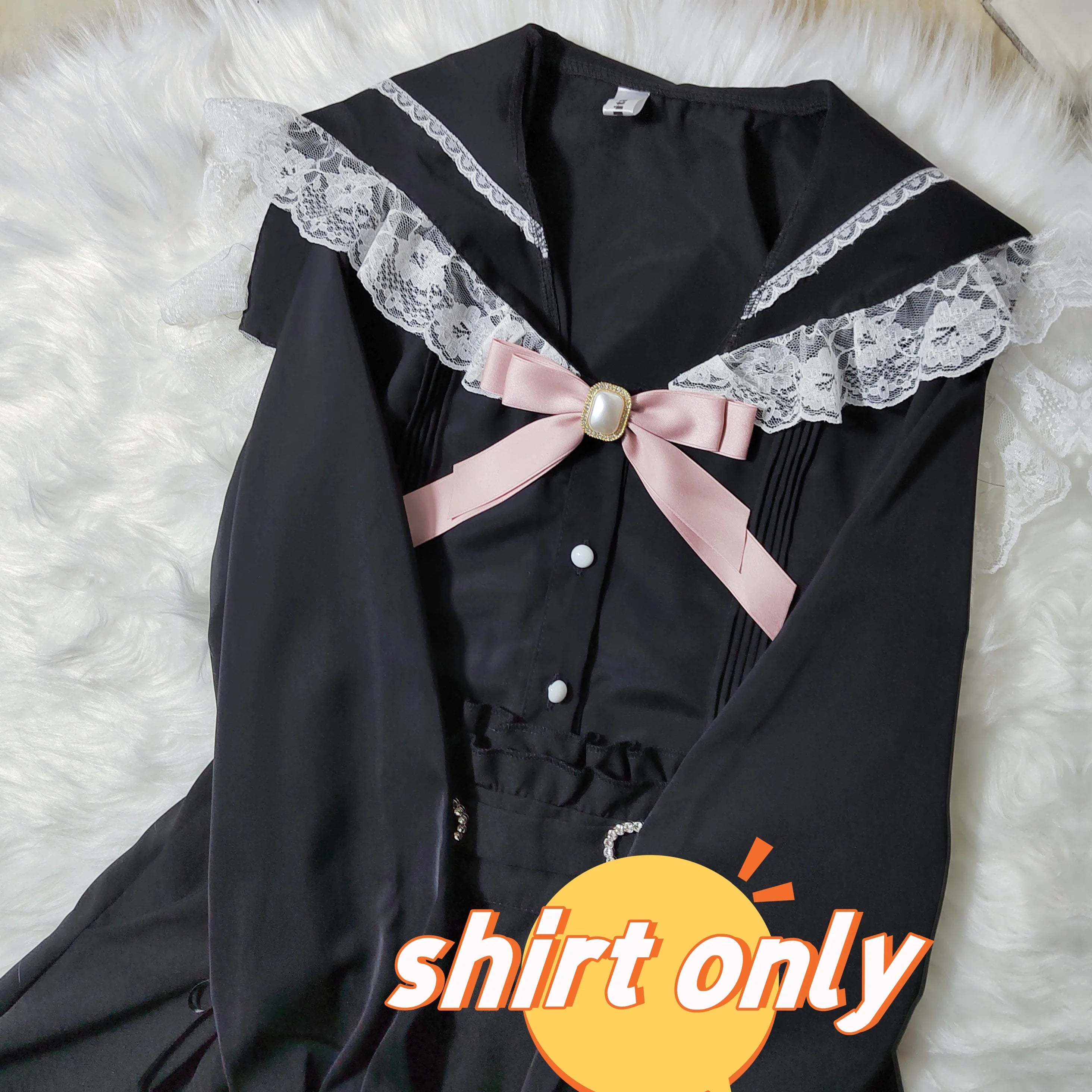 Kawaii Jirai Kei Lolita Y2K Peter Pan Collar Blouse Long Sleeve Cute Japanese-Style Aesthetic Top