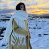 Luxury Cashmere-Blend Winter Scarf for Women – Thick Warm Shawl with Tassels, Soft Fluffy Solid & Plaid
