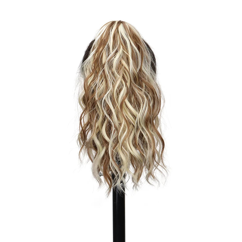 14-Inch (36 cm) Short Curly Clip-In Ponytail Hair Extension Synthetic Claw Clip Hairpiece for Women, Fluffy Blonde or Black
