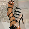 Crystal Ankle-Strap Slingback Sandals for Women Open Toe Stiletto Heels 8cm (3.15 in) Party Prom