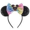 Disney Mickey Mouse Sequin Ears Headband with Bow - Halloween Party Cosplay Hairband for Women & Kids