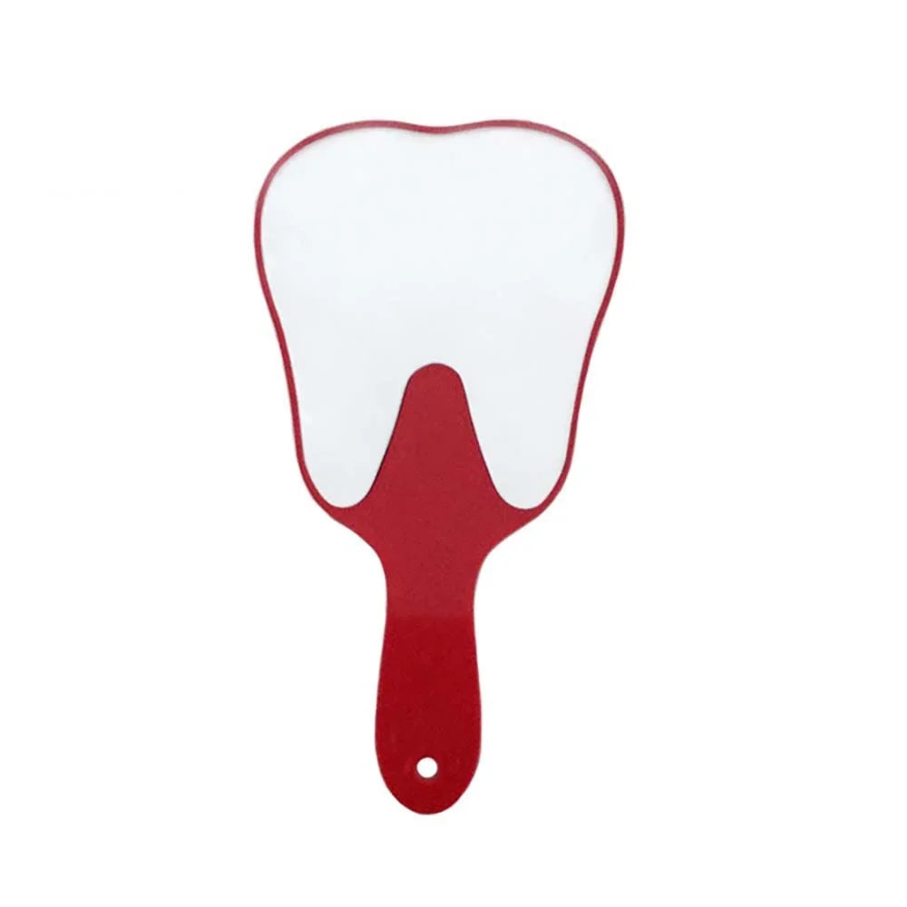 Unbreakable PVC Tooth-Shaped Hand Mirror with Handle - Dental Exam & Makeup Mirror, 24.5 x 13.5 cm (9.6 x 5.3 in) - Assorted Colors