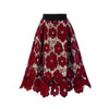 Boho Lace A-Line Midi Skirt for Women, Vintage Mesh Hollow-Out, Elastic Waist, Plus Size, Black, Red, Green