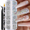 Mini Caviar Beads Nail Art 12-Grid Gold and Silver Micro Ball Charms 0.5–3mm (0.02–0.12in) with Magnetic Picker Pen