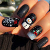24pc Christmas Press-On Nails Set Medium Long Snowman Santa Snowflake Square Tips