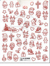 Pink Christmas Tree 5D Embossed Nail Art Stickers – Snowflake & Star Self-Adhesive Decals (4.06 x 3.15 in / 10.3 x 8 cm)