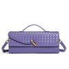 Woven Leather Baguette Shoulder Bag, Genuine Cow Leather Crossbody Handbag for Women