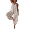 Women's Summer Floral Cami Jumpsuit - Tie-Up Spaghetti Strap Sleeveless Loose Ankle-Length Romper