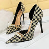 BIGTREE Women's Pearl Chain Stiletto Pumps – Pointed Toe High Heels for Party & Banquet