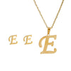 Stainless Steel Alphabet Initial Necklace & Stud Earrings Set – 26 Letter Personalized Jewelry Gift for Women