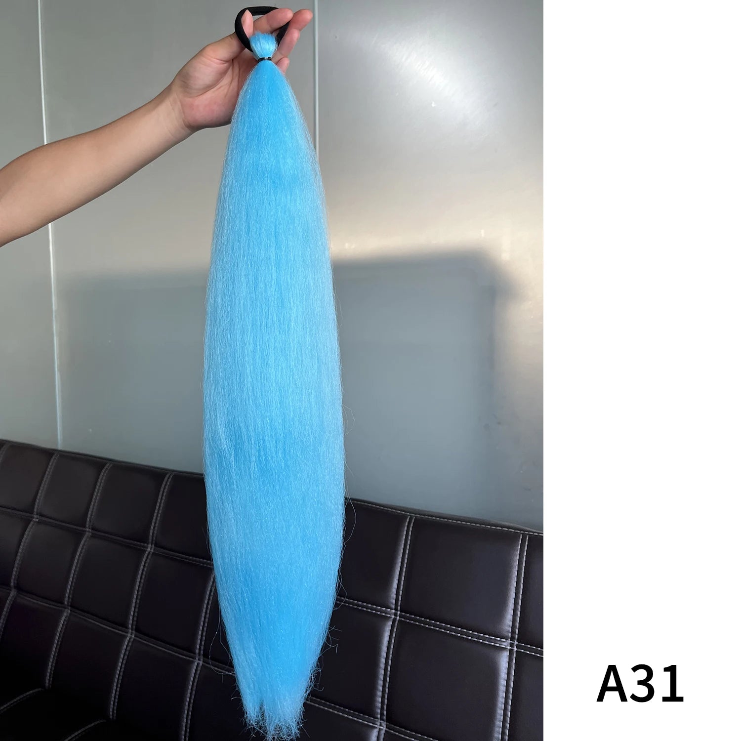 Purple Synthetic Ponytail Extension with Elastic Band – Long Straight Yaki Hairpiece for Braids & DIY Styles