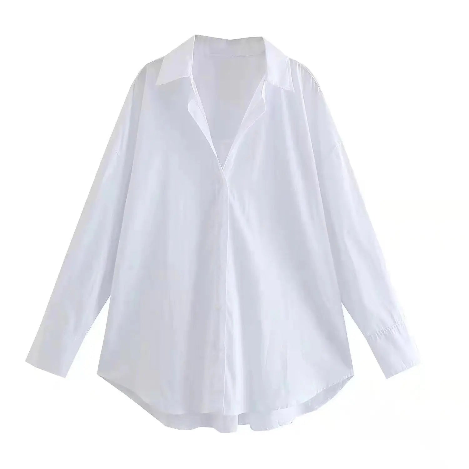 MUJER Women's Multicolor Button-Up Poplin Shirt – Oversized Long-Sleeve Summer Casual Blouse