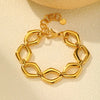 Hollow Geometric Gold-Plated Stainless Steel Bracelet for Women, 16–19 cm (6.3–7.5 in) Minimalist Charm