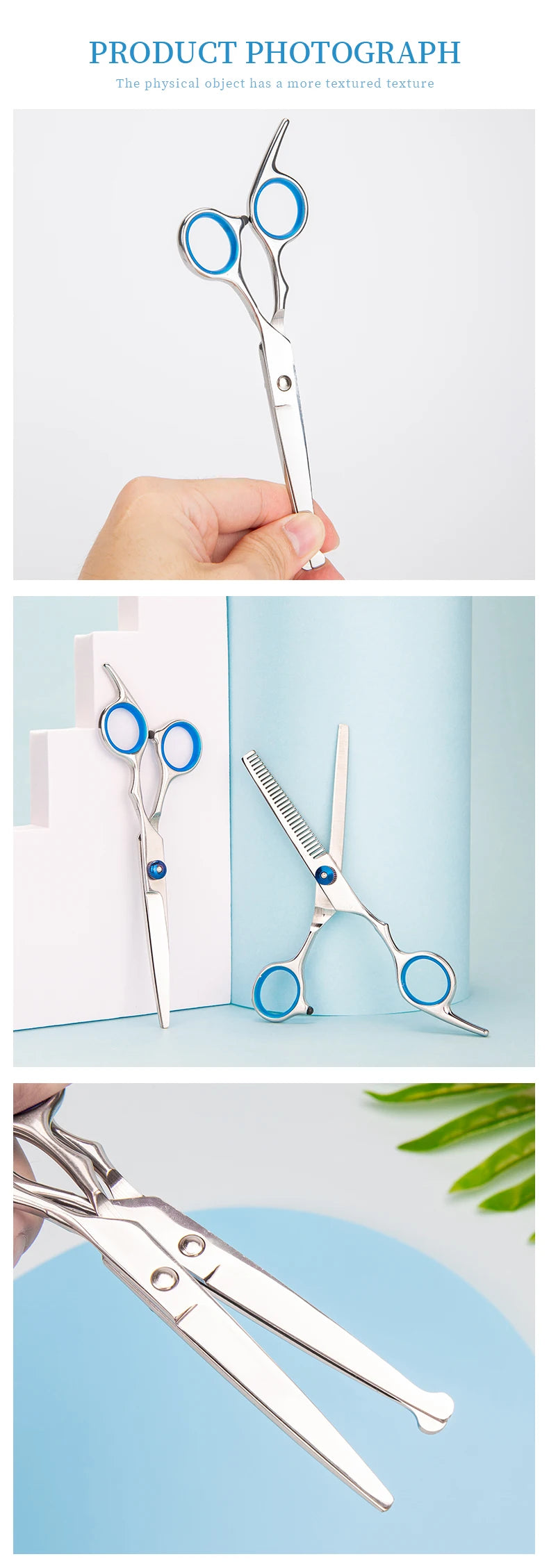 Professional Barber Hair Cutting Scissors Stainless Steel Hairdressing Shears for Salon & Home (3 Styles)