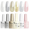 Hema-Free TPO-Free Gel Nail Polish 7.5ml, Glitter Jelly & Nude Shades, Soak-Off UV/LED Full Coverage French