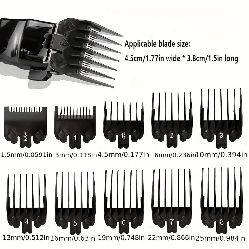 10-Pack Universal Hair Clipper Guide Comb Attachments Plastic Trimmer Guards for Men Barber & Salon