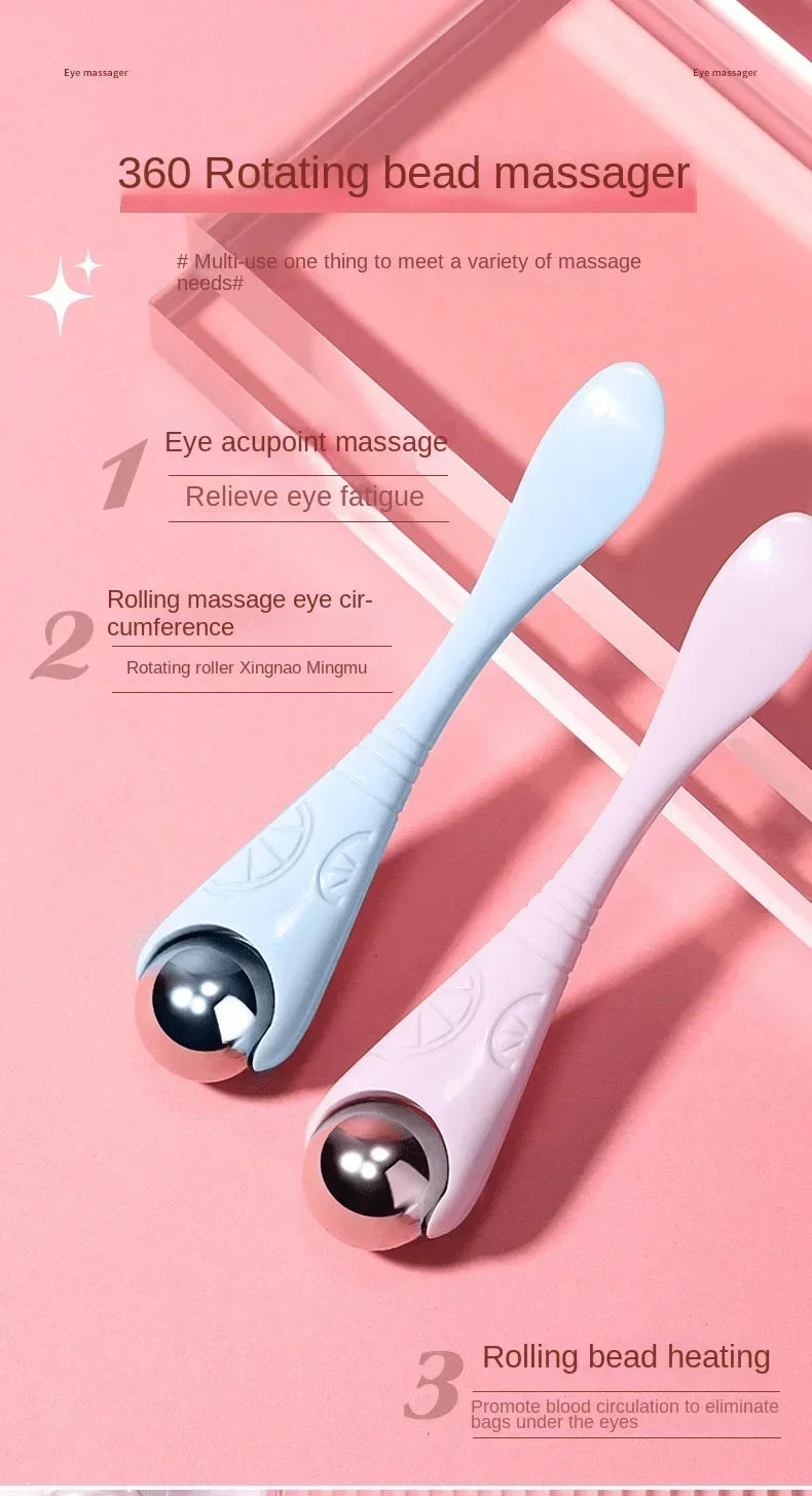 Double-Ended Eye Massage Roller – Gentle Manual Roll-On Under-Eye Massager for Puffiness & Dark Circles