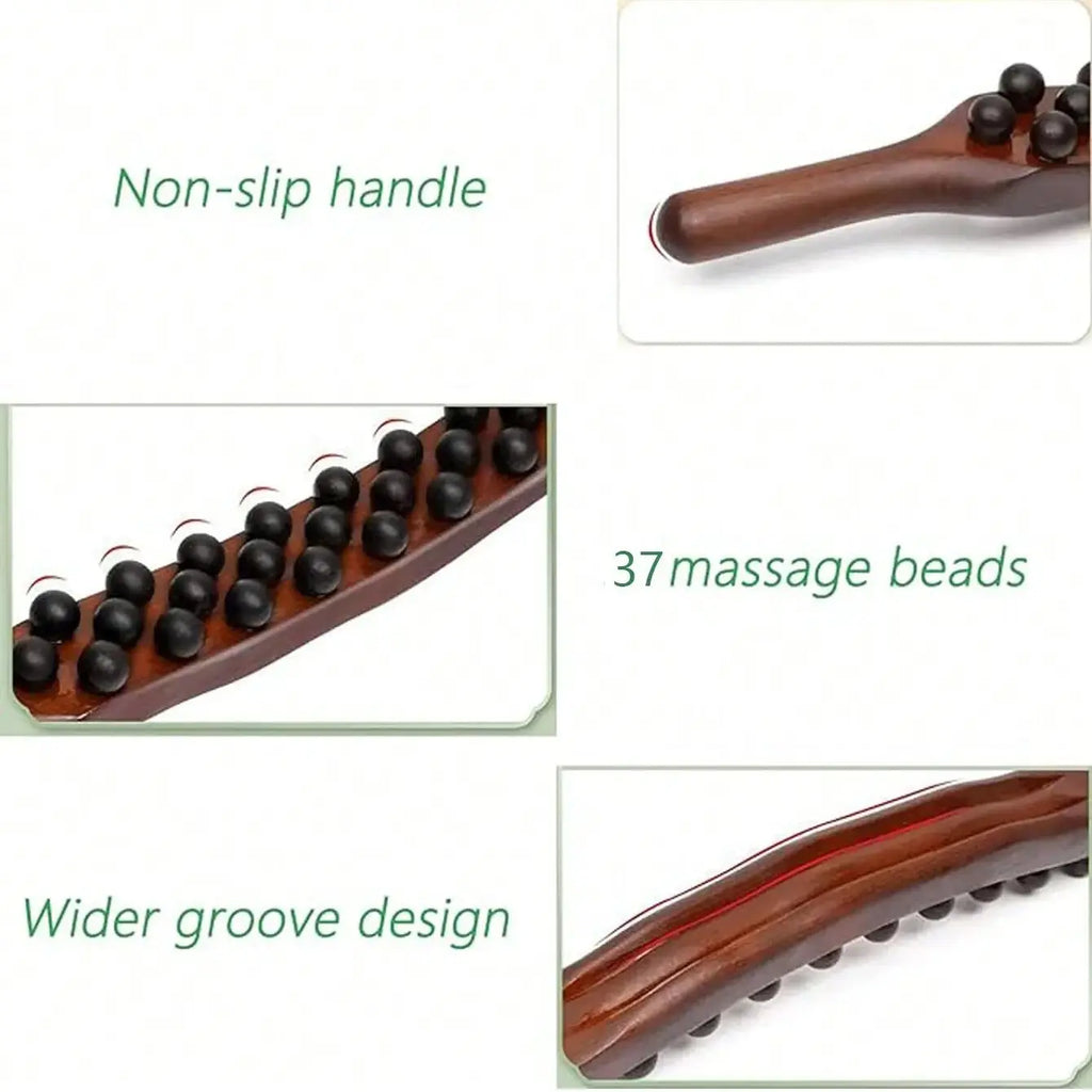 37-Bead Gua Sha Massage Stick Roller – Body Shaping Back & Muscle Relaxation Therapy Tool