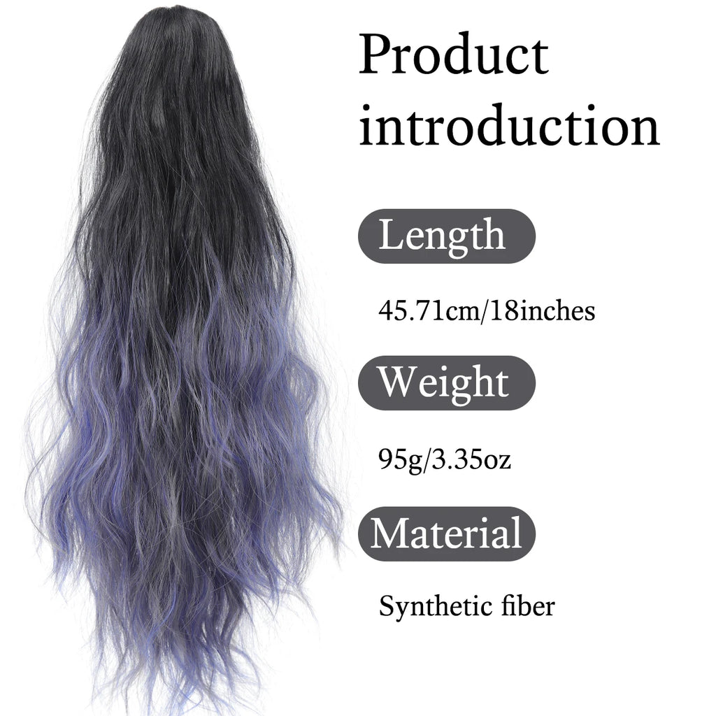 18-Inch (46 cm) Clip-In Water Ripple Ponytail Extension - Synthetic Gradient Multicolor, Heat-Resistant