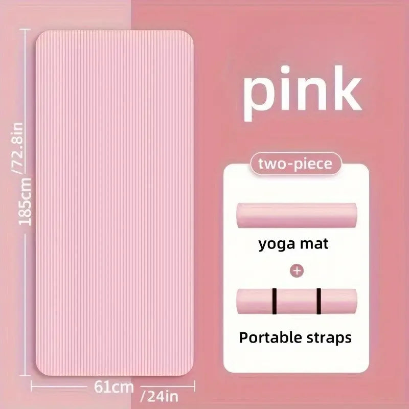 Extra-Large Thick NBR Non-Slip Yoga Mat 78.7 x 24 in (200 x 61 cm) Black for Home Fitness