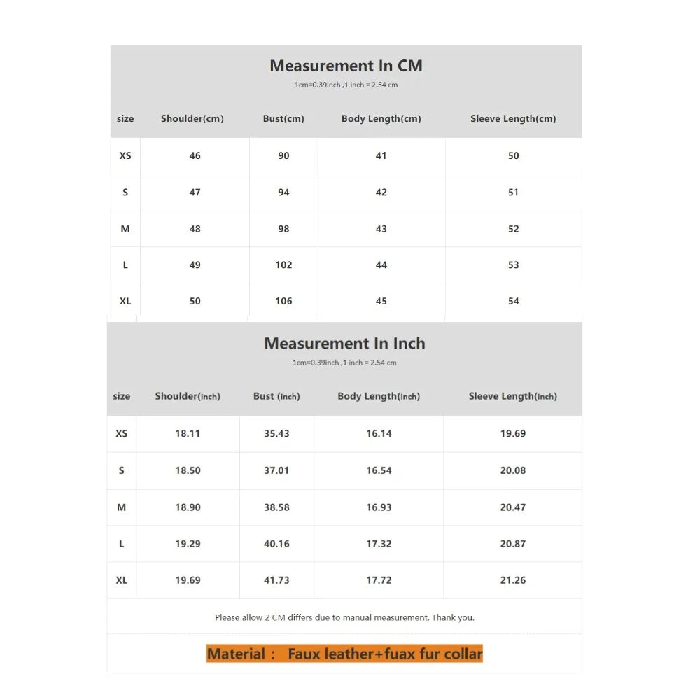 Women's Faux Leather Jacket with Detachable Faux Fur Collar - Short Zipper Coat with Pockets