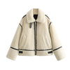 Women's Faux Fur Motorcycle Jacket with Integrated Fur Trim Casual Biker Coat