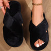 Women's Faux Fur Shearling Slippers — Cozy Indoor Slip-On with Instep & Toe Strap, EVA Sole