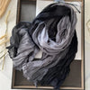 Long Gradient Blue Scarf 180 x 90 cm (71 x 35 in) – Lightweight Polyester with Cotton-Linen Feel Shawl, Pashmina Hijab Wrap for Women
