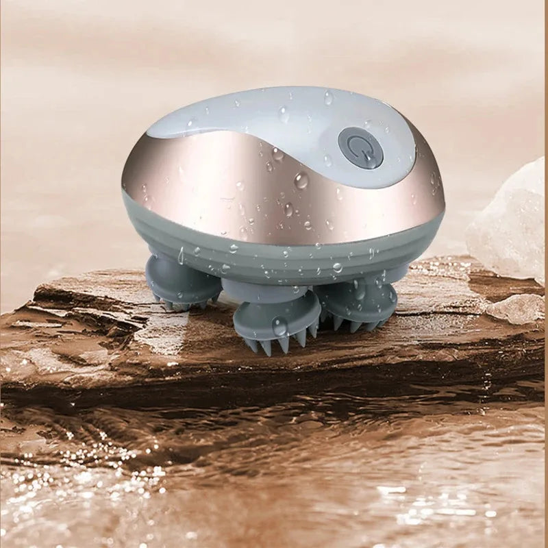 Mini Rechargeable Magnetic Head & Scalp Massager – Electric Kneading, 6 Modes, 3 Intensities, IPX Wet/Dry, Portable