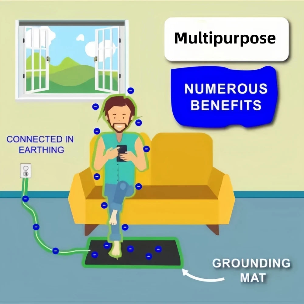 Earthing Grounding Mat for Sleep & Yoga — 12.6 x 29 in (32 x 74 cm) with 15 ft (4.6 m) Grounding Cord — Improve Sleep & Reduce Anxiety, No Batteries