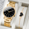 2/4-Pack Women's Arabic Dial Quartz Watch and Bracelet Set, 37mm Alloy Case, Fashion Casual