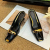 Women's Low Heel Slingback Sandals - PU Slip-On Flat Mules Casual Summer Sandals