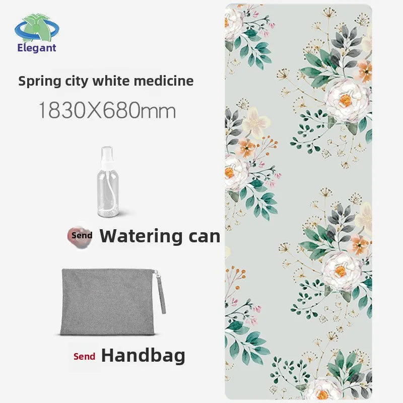 Suede Chamois Yoga Mat 183 x 68 cm (72 x 26.8 in) - Portable Foldable Non‑Slip Exercise Mat for Yoga, Dance & Jump Rope