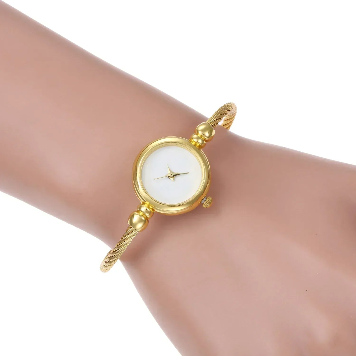 Gold Bangle Bracelet Watch for Women – Small Stainless Steel Quartz Ladies Wristwatch