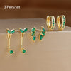 3-Pair Zircon Huggie Hoop Earrings for Women, 8mm (0.31 in) Stainless Steel Cartilage Piercing Set