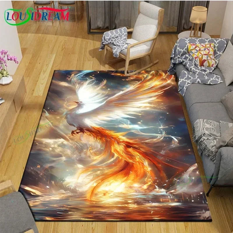 3D Mythical Beast Printed Area Rug Anti-Slip Polyester Carpet for Living Room, Kids Bedroom & Yoga Mat — Multiple Sizes (23.6×15.7–90.5×63 in / 60×40–230×160 cm)