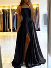 Burgundy Satin Cowl Neck Maxi Dress – Adjustable Spaghetti Straps, Side Slit Evening & Bridesmaid Gown