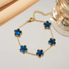 316L Stainless Steel Lucky Five-Petal Flower Bracelet for Women Plum Blossom Five-Leaf Clover Charm