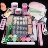 Acrylic Nail Powder & Liquid Monomer Manicure Kit — Crystal Glitter, 3D Tips & Carving Tools