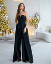 Women's Summer Split-Side Knee-Length Casual Jumpsuit – Patchwork Sequin O-Neck, Short Sleeve